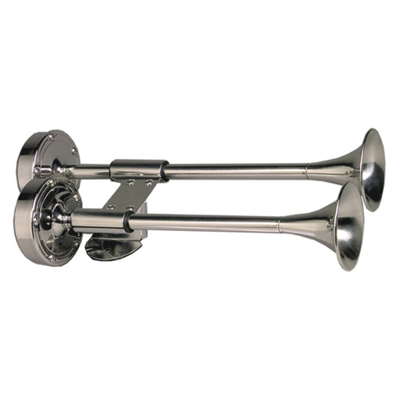 Ongaro 10012 Deluxe SS Shorty Dual Trumpet Horn - 12V